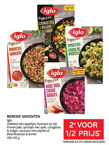 Promoties Bereide groenten iglo 2e voor 1-2 prijs - Iglo - Geldig van 16/06/2021 tot 29/06/2021 bij Alvo