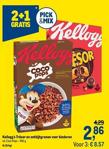 Promoties Kellogg`s trésor en ontbijtgranen voor kinderen coco pops - Kellogg's - Geldig van 16/06/2021 tot 29/06/2021 bij Makro