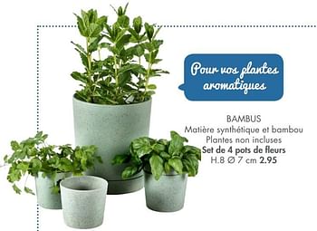 Promotions Bambus set de 4 pots de fleurs - Produit maison - Casa - Valide de 12/06/2021 à 01/08/2021 chez Casa
