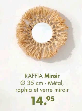 Promotions Raffia miroir - Produit maison - Casa - Valide de 12/06/2021 à 01/08/2021 chez Casa