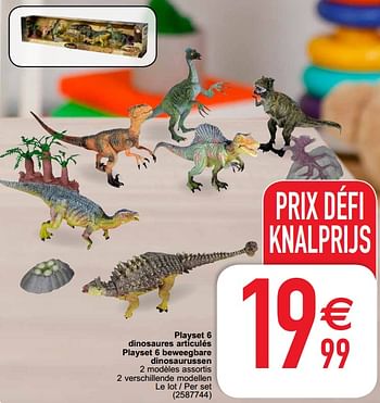Promoties Playset 6 dinosaures articulés playset 6 beweegbare dinosaurussen - Huismerk - Cora - Geldig van 15/06/2021 tot 28/06/2021 bij Cora