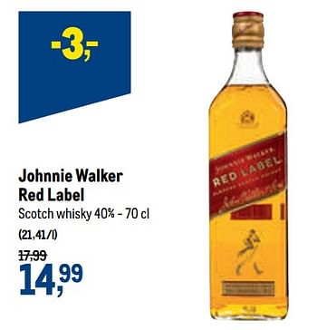 Promotions Johnnie walker red label scotch whisky - Johnnie Walker - Valide de 16/06/2021 à 29/06/2021 chez Makro