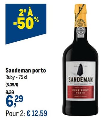 Promotions Sandeman porto ruby - Sandeman - Valide de 16/06/2021 à 29/06/2021 chez Makro