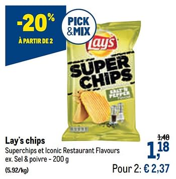 Promoties Lay`s chips sel + poivre - Lay's - Geldig van 16/06/2021 tot 29/06/2021 bij Makro