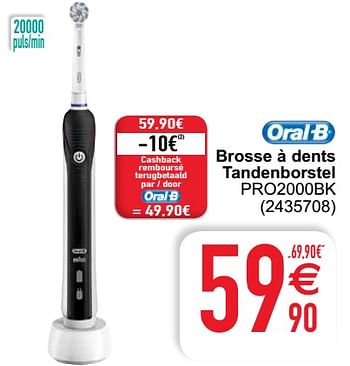 Promoties Oral-b brosse à dents tandenborstel pro2000bk - Oral-B - Geldig van 15/06/2021 tot 28/06/2021 bij Cora