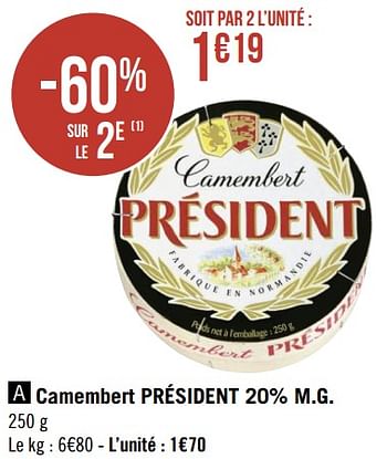 Promoties Camembert président - Président - Geldig van 14/06/2021 tot 27/06/2021 bij Super Casino