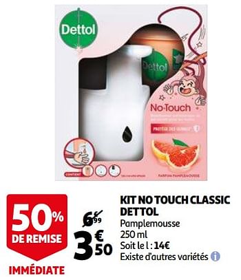 Promotions Kit no touch classic dettol - Dettol - Valide de 16/06/2021 à 22/06/2021 chez Auchan Ronq