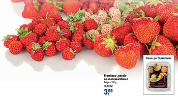 Promotions Framboos-, perziken ananasaardbeien - Produit maison - Makro - Valide de 16/06/2021 à 29/06/2021 chez Makro