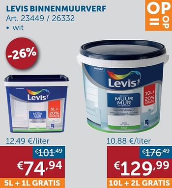 Promotions Levis binnenmuurverf wit - Levis - Valide de 22/06/2021 à 19/07/2021 chez Zelfbouwmarkt