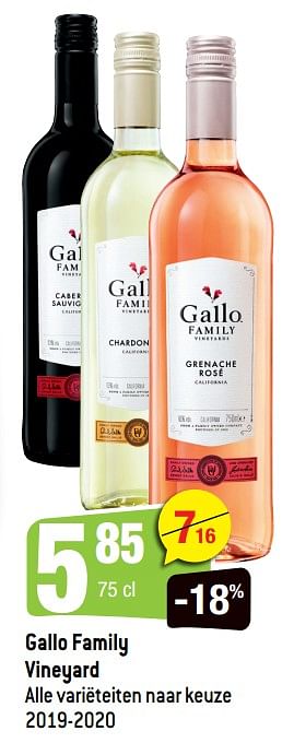Promotions Gallo family vineyard alle variëteiten naar keuze 2019-2020 - Vins rosé - Valide de 16/06/2021 à 06/07/2021 chez Smatch