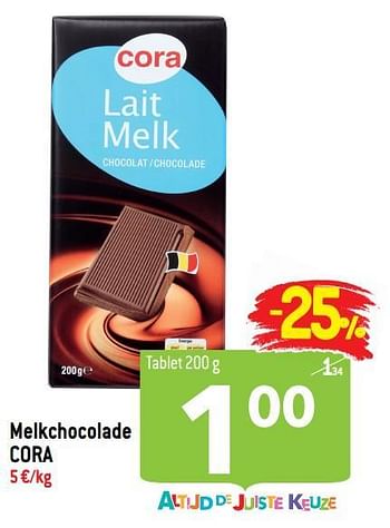Promoties Melkchocolade cora - Huismerk - Match - Geldig van 16/06/2021 tot 22/06/2021 bij Match