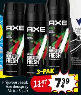 Promotions Axe deospray africa - Axe - Valide de 15/06/2021 à 27/06/2021 chez Kruidvat
