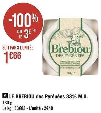 Promoties Le brebiou des pyrénées - Le Brebiou - Geldig van 14/06/2021 tot 27/06/2021 bij Géant Casino