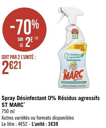 Promotions Spray désinfectant 0% résidus agressifs st marc - St Marc - Valide de 14/06/2021 à 27/06/2021 chez Géant Casino