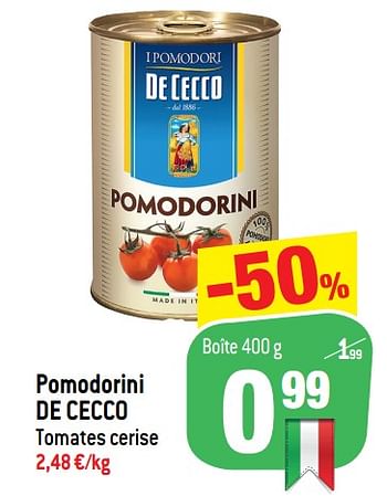 Promotions Pomodorini de cecco - De Cecco - Valide de 16/06/2021 à 22/06/2021 chez Match