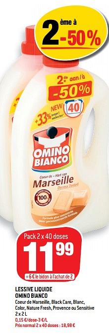 Promoties Lessive liquide omino bianco - Omino Bianco - Geldig van 16/06/2021 tot 22/06/2021 bij Match