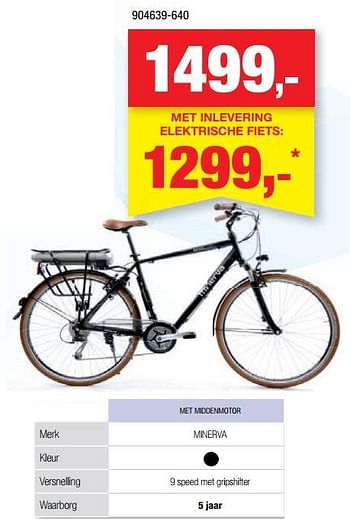 Promotions Elektrische fiets met middenmotor minerva - Minerva - Valide de 16/06/2021 à 20/06/2021 chez Hubo