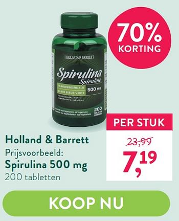 Promoties Spirulina 500 mg - Huismerk - Holland & Barrett - Geldig van 14/06/2021 tot 11/07/2021 bij Holland & Barret