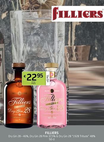 Promoties Filliers dry gin 28, dry gin 28 pink - Filliers - Geldig van 18/06/2021 tot 01/07/2021 bij BelBev