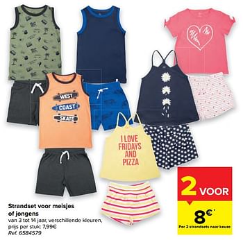 Promoties Strandset voor meisjes of jongens - Huismerk - Carrefour  - Geldig van 16/06/2021 tot 28/06/2021 bij Carrefour