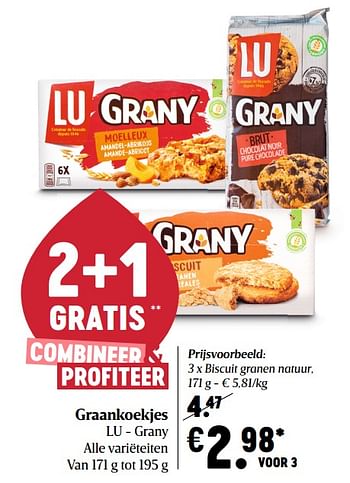 Promoties Biscuit granen natuur - Lu - Geldig van 17/06/2021 tot 23/06/2021 bij Delhaize