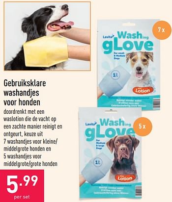 Wirwar Afhankelijk Overeenstemming Huismerk - Aldi Gebruiksklare washandjes voor honden - Promotie bij Aldi