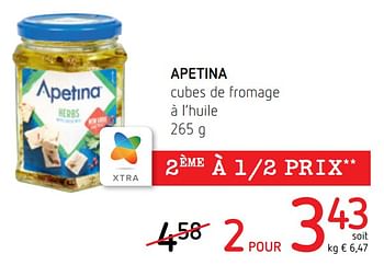 Promotions Apetina cubes de fromage à l`huile - apetina - Valide de 17/06/2021 à 30/06/2021 chez Spar (Colruytgroup)