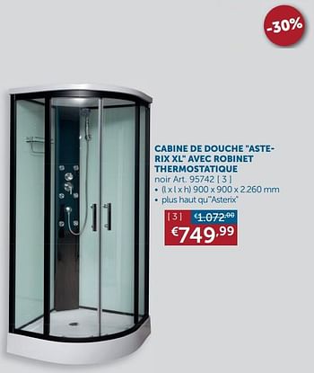 Promotions Cabine de douche asterix xl avec robinet thermostatique - Belbano - Valide de 22/06/2021 à 19/07/2021 chez Zelfbouwmarkt