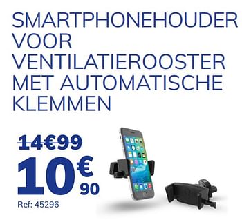Promoties Smartphonehouder voor ventilatierooster met automatische klemmen - TnB - Geldig van 16/06/2021 tot 17/07/2021 bij Auto 5