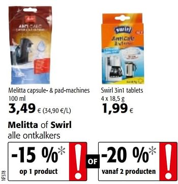 Promotions Melitta capsule- + pad-machines - Melitta - Valide de 16/06/2021 à 29/06/2021 chez Colruyt