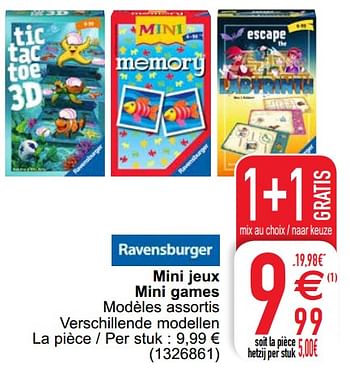 Promoties Mini jeux mini games - Ravensburger - Geldig van 15/06/2021 tot 28/06/2021 bij Cora