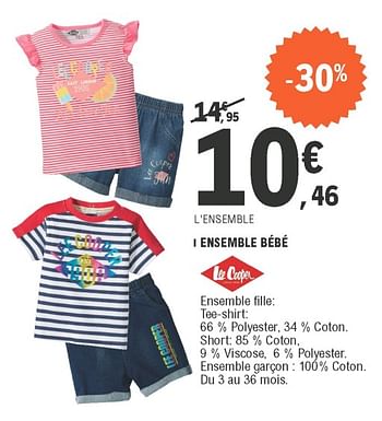 Lee Cooper Ensemble Bebe En Promotion Chez E Leclerc