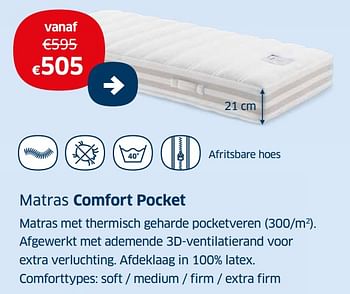Promoties Matras comfort pocket - Huismerk - Sleeplife - Geldig van 01/07/2021 tot 31/07/2021 bij Sleeplife