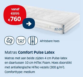 Promoties Matras comfort pulse latex - Huismerk - Sleeplife - Geldig van 01/07/2021 tot 31/07/2021 bij Sleeplife