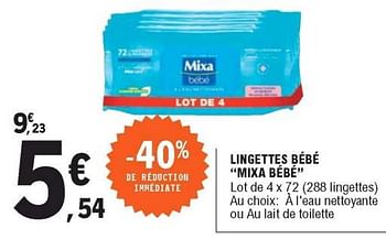 Mixa Lingettes Bebe Mixa Bebe En Promotion Chez E Leclerc