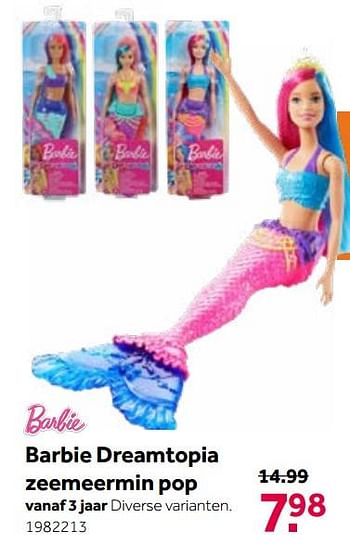 Promoties Barbie dreamtopia zeemeermin pop - Mattel - Geldig van 19/06/2021 tot 04/07/2021 bij Intertoys