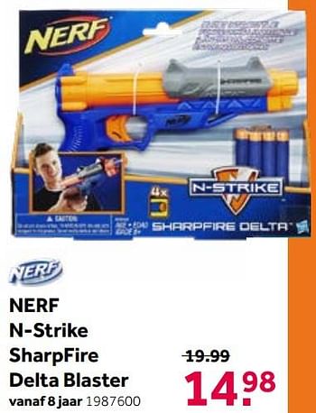 Promoties Nerf n-strike sharpfire delta blaster - Nerf - Geldig van 19/06/2021 tot 04/07/2021 bij Intertoys