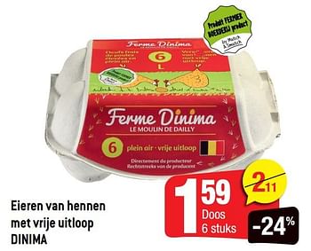 Promoties Eieren van hennen met vrije uitloop dinima - Huismerk - Smatch - Geldig van 23/06/2021 tot 29/06/2021 bij Smatch