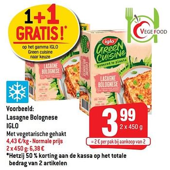Promoties Lasagne bolognese iglo - Iglo - Geldig van 23/06/2021 tot 29/06/2021 bij Smatch