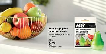 Promoties Hgx piège pour mouches à fruits - HG - Geldig van 23/06/2021 tot 04/07/2021 bij Hubo