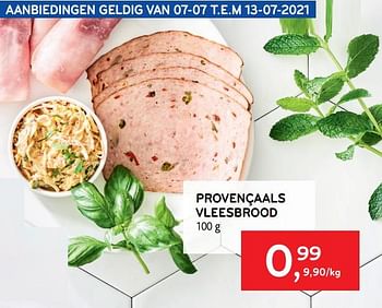 Promoties Provençaals vleesbrood - Huismerk - Alvo - Geldig van 30/06/2021 tot 13/07/2021 bij Alvo