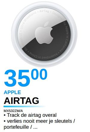 Promoties Apple airtag mx532zm-a - Apple - Geldig van 01/07/2021 tot 31/07/2021 bij Auva