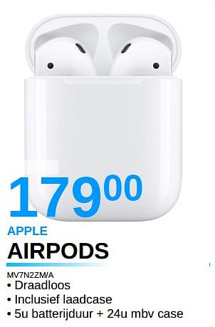 Promoties Apple airpods mv7n2zm-a - Apple - Geldig van 01/07/2021 tot 31/07/2021 bij Auva
