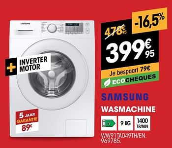 Promotions Samsung wasmachine ww91ta049th-en - Samsung - Valide de 01/07/2021 à 31/07/2021 chez Electro Depot