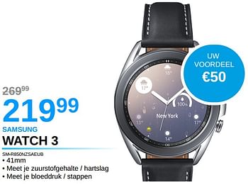 Promoties Samsung watch 3 sm.r850nzsaeub - Samsung - Geldig van 01/07/2021 tot 31/07/2021 bij Auva