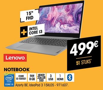 Promoties Lenovo notebook ideapad 3 15iil05 - Lenovo - Geldig van 01/07/2021 tot 31/07/2021 bij Electro Depot