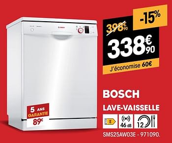 Promotions Bosch lave-vaisselle sms25aw03e - Bosch - Valide de 01/07/2021 à 31/07/2021 chez Electro Depot