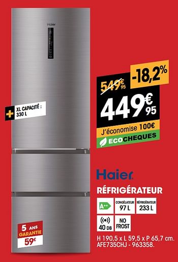 Promotions Haier réfrigérateur afe735chj - Haier - Valide de 01/07/2021 à 31/07/2021 chez Electro Depot