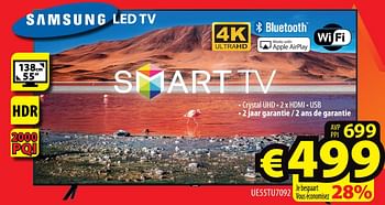 Promoties Samsung led tv ue55tu7092 - Samsung - Geldig van 01/07/2021 tot 07/07/2021 bij ElectroStock