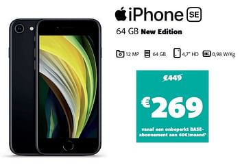Promoties Apple iphone se 64 gb new edition - Apple - Geldig van 28/06/2021 tot 30/06/2021 bij Base